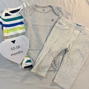 GAP Baby - Striped Onesies and jogger pants - Navy, White, Teal